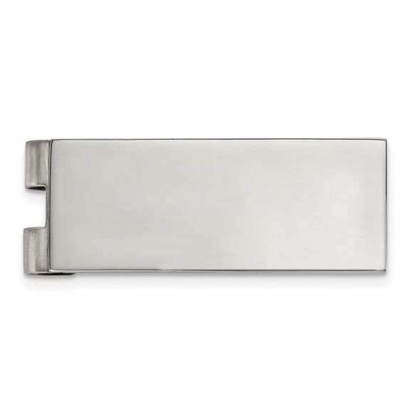 Men's Stainless Steel Polished Engravable Spring Loaded Money Clip - Picture 1 of 5
